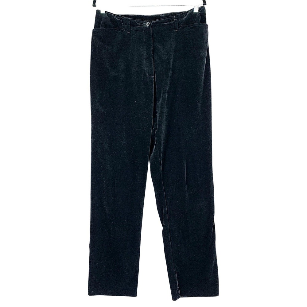 Lauren Ralph Lauren Velvet Pant 12 Wom Black Velour Straight Leg Classic Holiday